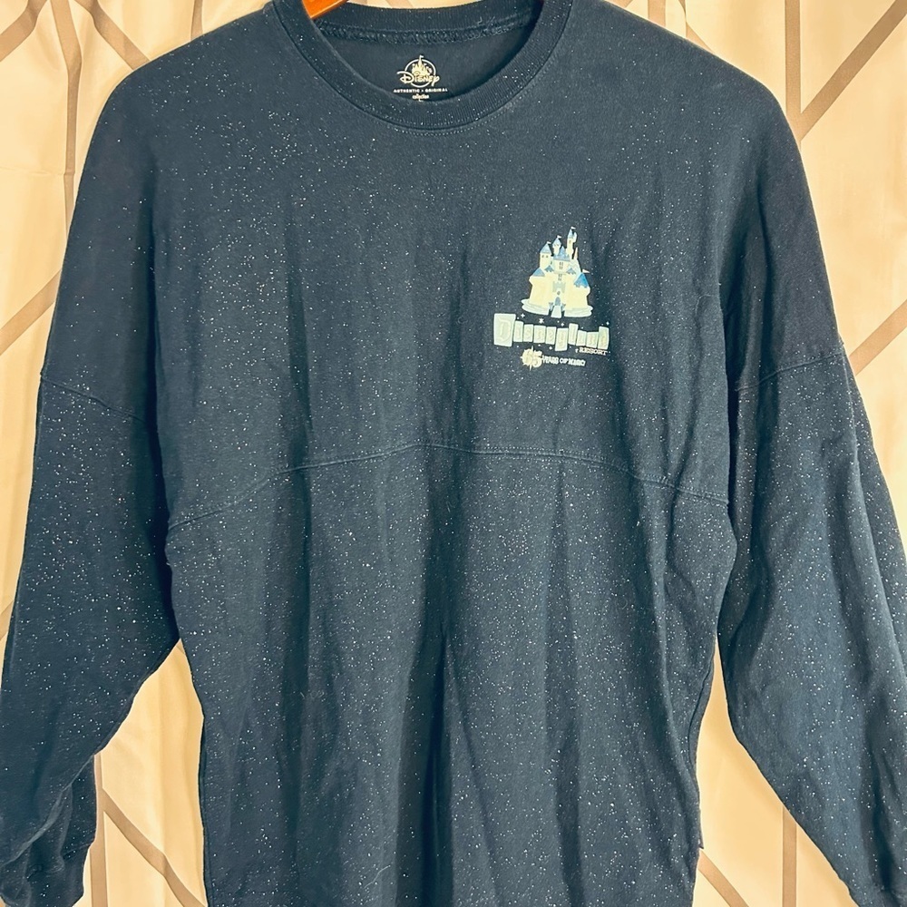 Disney Navy Sparkle Spirit Jersey Long Sleeve Tee with Silver and Blue Text - Picture 2 of 6